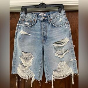 Re/Done Women’s 90s Comfy Destroyed Tide Denim Jean Shorts Sz 26